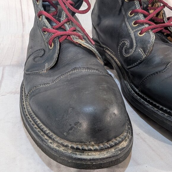 John Fluevog DFT Do-F'T Black Leather Combat Boots M12 - Picture 5 of 12